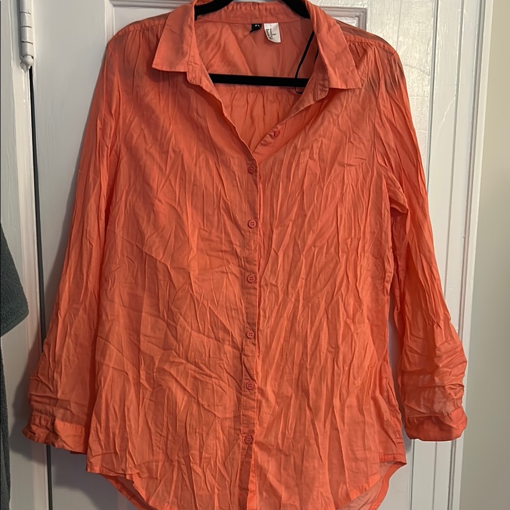 Women's Coral Button-Up Shirt